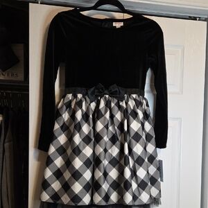 Cat & Jack Black Velvet and Checkered Dress